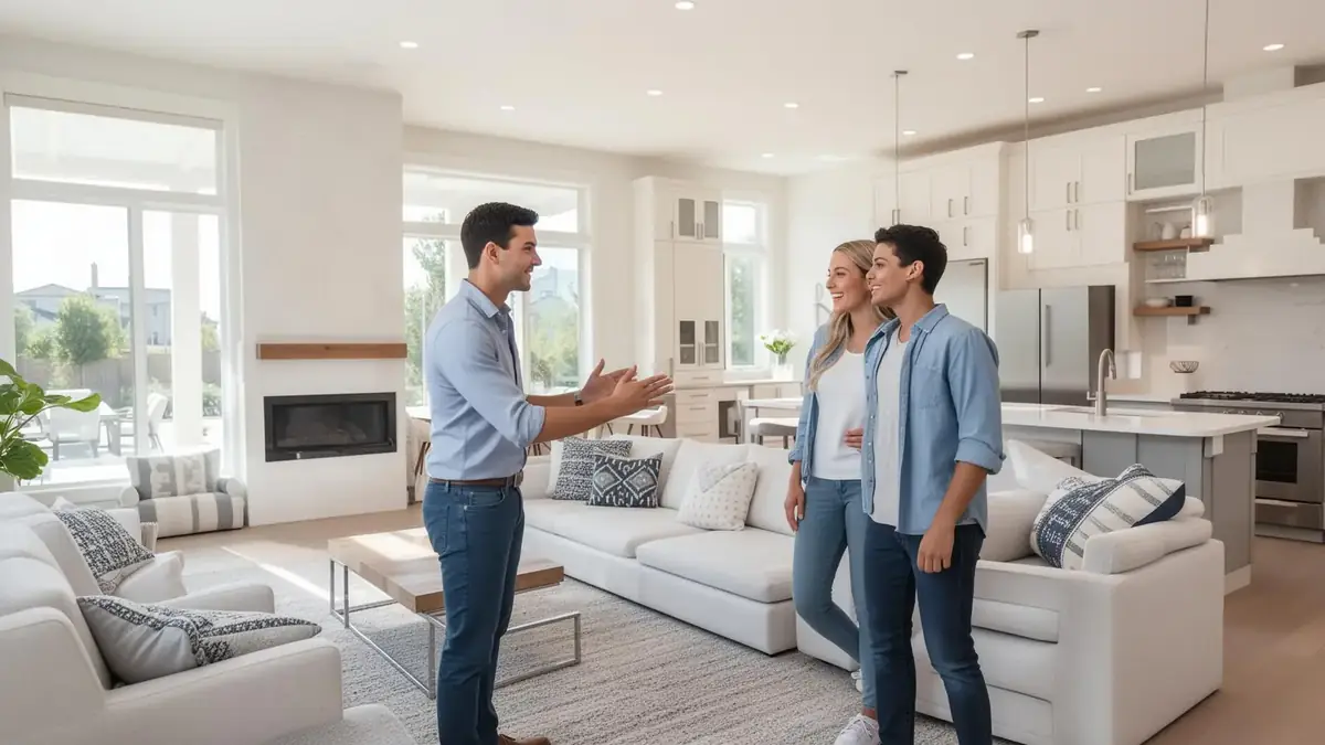 Real estate agent showing home