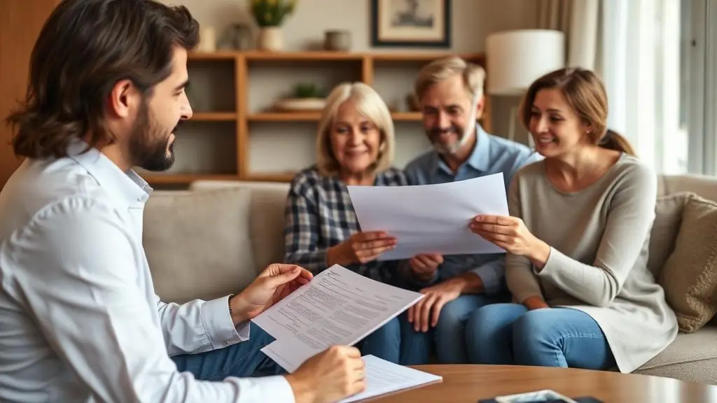 Insurance agent meeting with clients