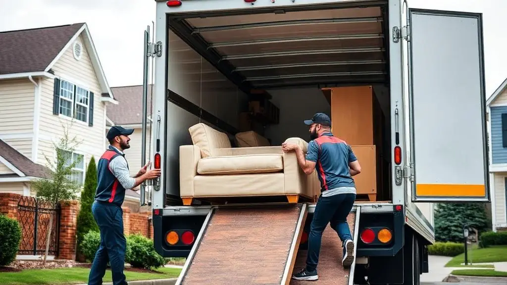 Professional movers loading truck